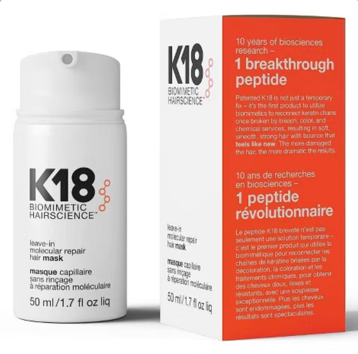 K18 MOLECULAR REPAIR HAIR MASK salon authentic size